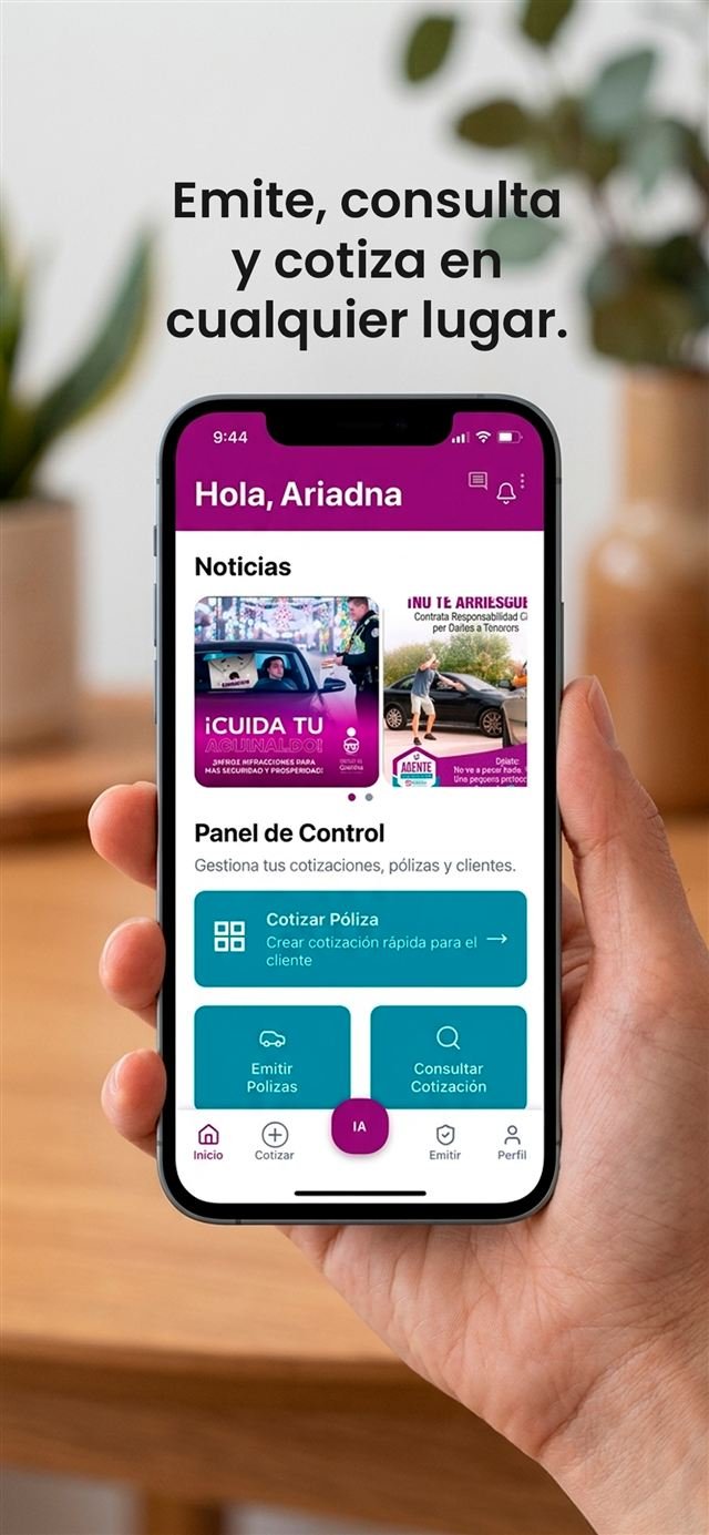Panel de control con accesos rápidos para cotizar, emitir y consultar pólizas